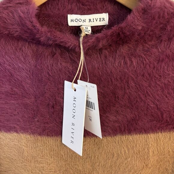 NWT Moon River Anthropologie Womens M Striped Oversized Sweater cozy - Picture 5 of 12